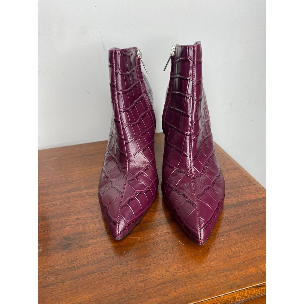 Marc Fisher LTD Unno Women's Purple Croc Embossed Ankle Boots Pointed Toe 6.5M